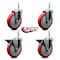 Service Caster 5 Inch Red Polyurethane Wheel Swivel 58 Inch Threaded Stem Caster Set 2 Brakes SCC SCC-TS20S514-PPUB-RED-58212-2-PLB-2 - alternate 5